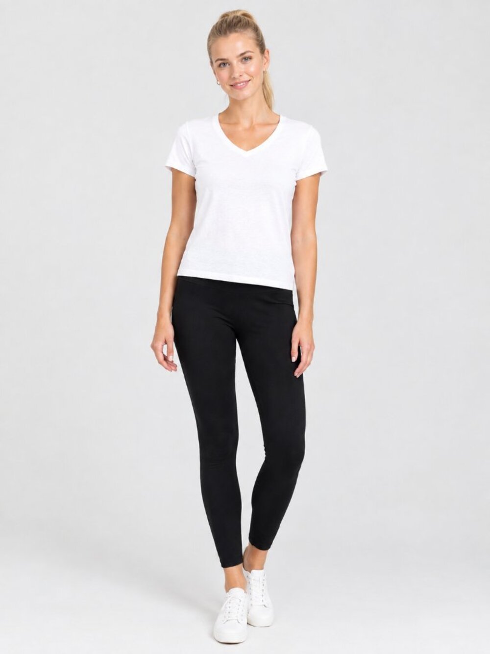 2/$30 Lands' End Serious Sweats Mid Rise 7/8 Yoga Leggings Black Large #A4777